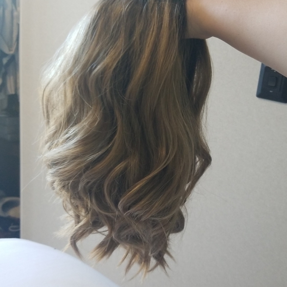 Ash blonde lace front wig with dark roots